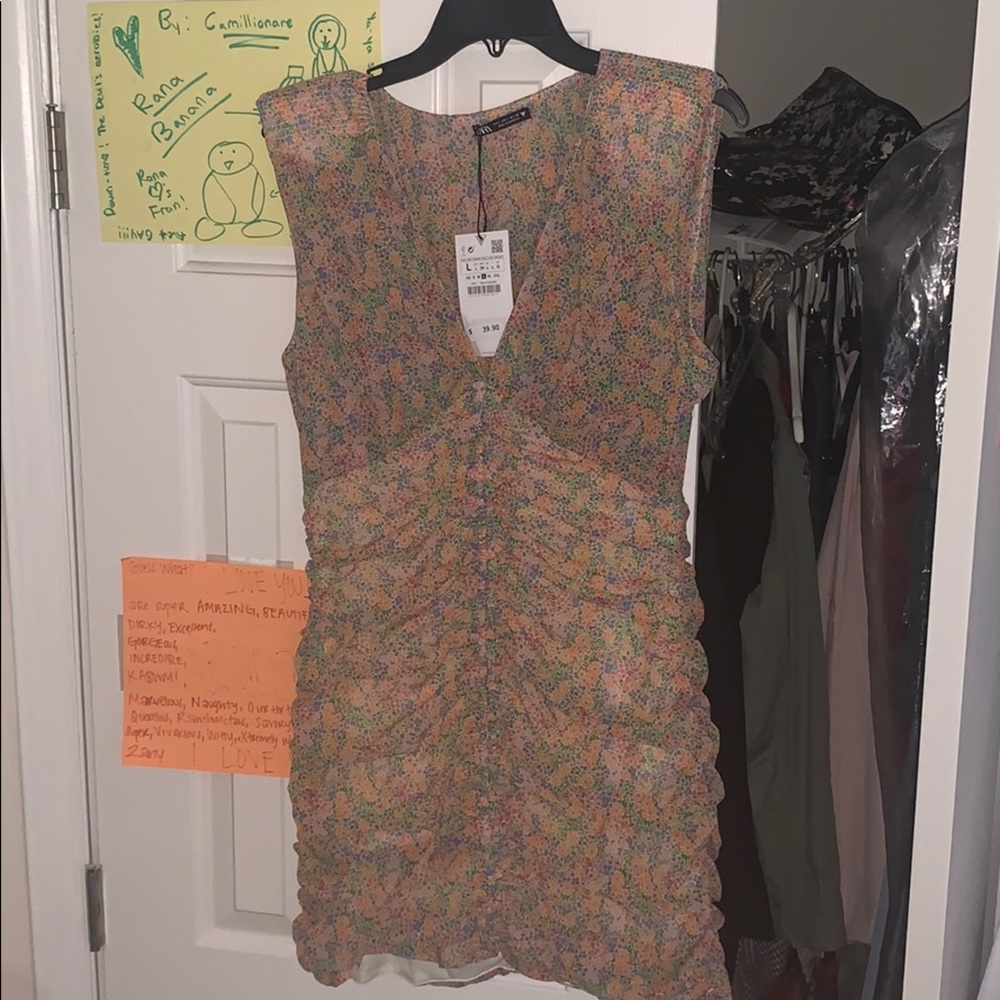 Zara floral print mini dress, NWT